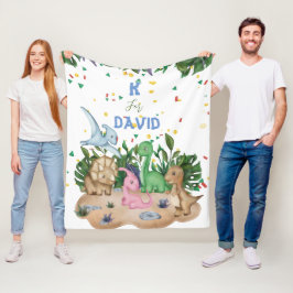 Tropical Greenery söt Dinosaurs Namn Baby Blanket Fleecefilt