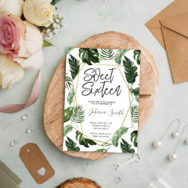 Tropical Greenery Sweet sixteen Birthday Inbjudningar