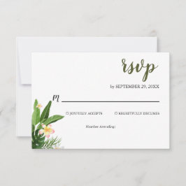 Tropical Greenery Watercolor Bröllop OSA Kort