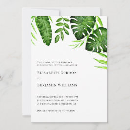Tropical Greenery Wedding Botanical Monstera Leave Inbjudningar