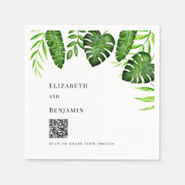 Tropical Greenery Wedding QR Code Photo Share Pappersservett