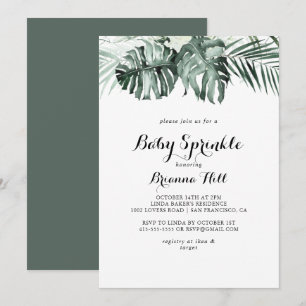Tropical Greenery White Blommigt Baby Sprinkle Inbjudningar