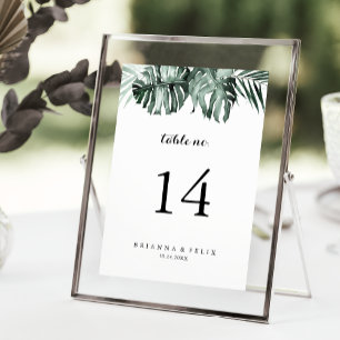 Tropical Greenery White Blommigt Bröllop Bordsnummer