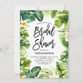 Tropical Grey and Plumeria Möhippa Inbjudningar