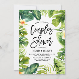 Tropical Grey and Plumeria Par Shower Inbjudningar