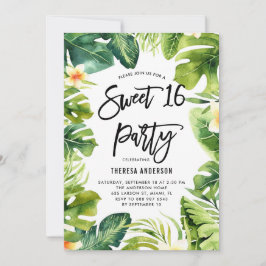 Tropical Grey and Plumeria Sweet 16 Party Inbjudningar