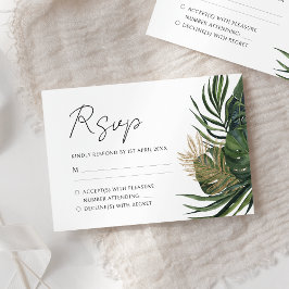 Tropical Grey Botanical Summer Boho Bröllop OSA Kort