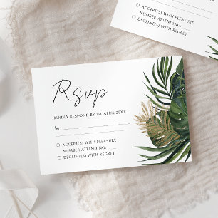 Tropical Grey Botanical Summer Boho Bröllop OSA Kort