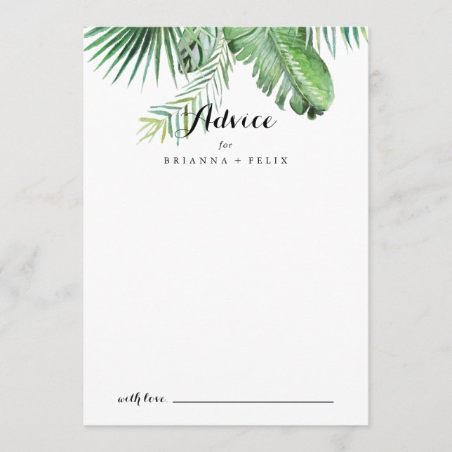 Tropical Grey Calligraphy Bröllop Rådkort (Framsida)