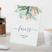 Tropical Grey Flowers Shower Favests Sign