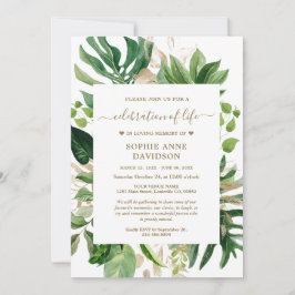 Tropical Grey Guld Funeral Memorial Inbjudningar