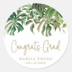 Tropical Grey Guld Gratulerar Grad Studenten Runt Klistermärke