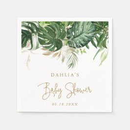 Tropical Grey Guld Kön Neutral Baby Shower Pappersservett