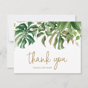 Tropical Grey Guld Kön Neutral Baby Shower Tack Kort