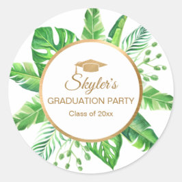 Tropical Grey Guld Thned Studentfest Runt Klistermärke