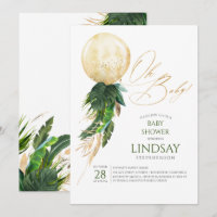Tropical Grey Handflatan Lämnar Guld Balloon Oh Ba