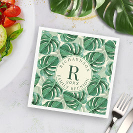 Tropical Grey Monstera Family Reunion Party Pappersservett