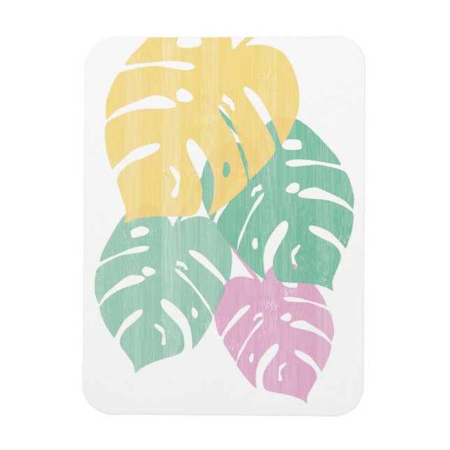 Tropical Grey - Monstera Lövs Magnet (Vertikal)