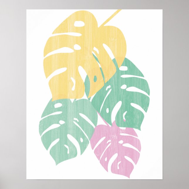 Tropical Grey - Monstera Lövs Poster (Framsidan)