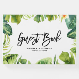 Tropical Grey och Plumeria Ram Bröllop I Gästböcker