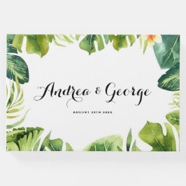 Tropical Grey och Plumeria Ram Bröllop II Gästböcker