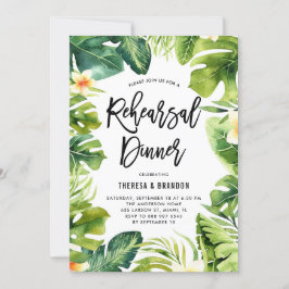 Tropical Grey och Plumeria Rehearsal Dinner Inbjudningar