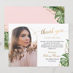 Tropical Grey Rosa Guld Arch Photo Studenten Tack Kort