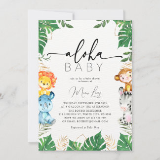 Tropical Grey Safari Baby Shower-inbjudan Inbjudningar