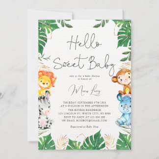 Tropical Grey Safari Baby Shower-inbjudan Inbjudningar