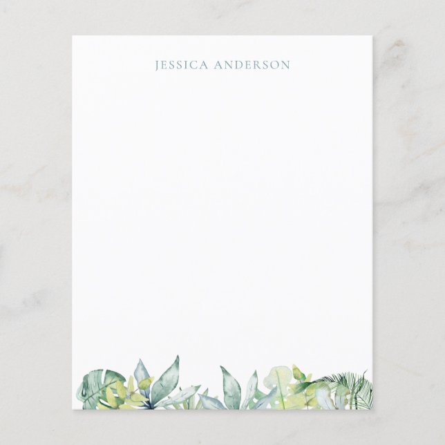 Tropical Grey Teal Namn Stationery (Framsida)