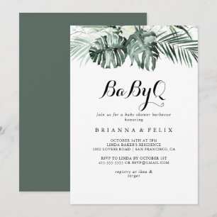 Tropical Grey White BabyQ Baby Shower Barbecue Inbjudningar