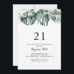 Tropical Grey White Blommigt 21:a födelsedagen Par Inbjudningar<br><div class="desc">Den tropiska gröna vita blommigten 21:a födelsedagsinbjudan är perfekt för en julfest. Grönt handflatan lämnar buketter med vita vackra blommor.</div>