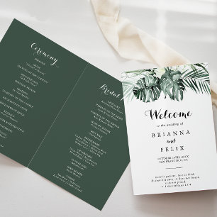 Tropical Grey White-Blommigten med Bröllop Program