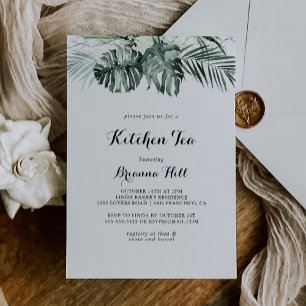 Tropical Grey White Kitchen Tea Möhippa Inbjudningar