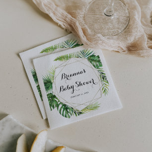Tropical Grönt Baby Shower för geometrisk destinat Pappersservett