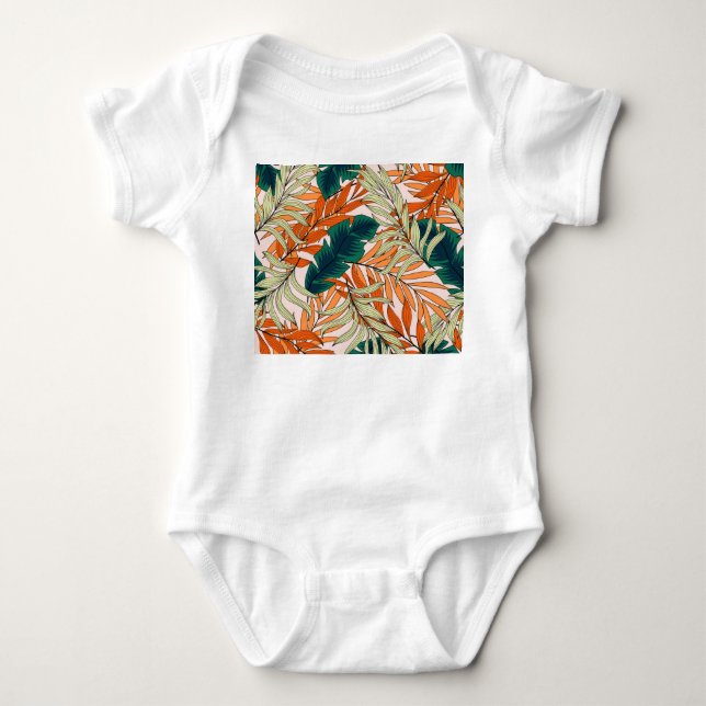 Tropical grönt beige löv, sömlös mönster. t shirt (Framsida)
