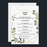 Tropical Grönt Lövs Kissing Menu<br><div class="desc">Den tropiska grönten lövs kyssmeny är perfekt för ett enkelt bröllopsmottagande. Utformningen har handmålade vackra löv för grönt,  som lägger till ett guld-geometriskt ram.</div>