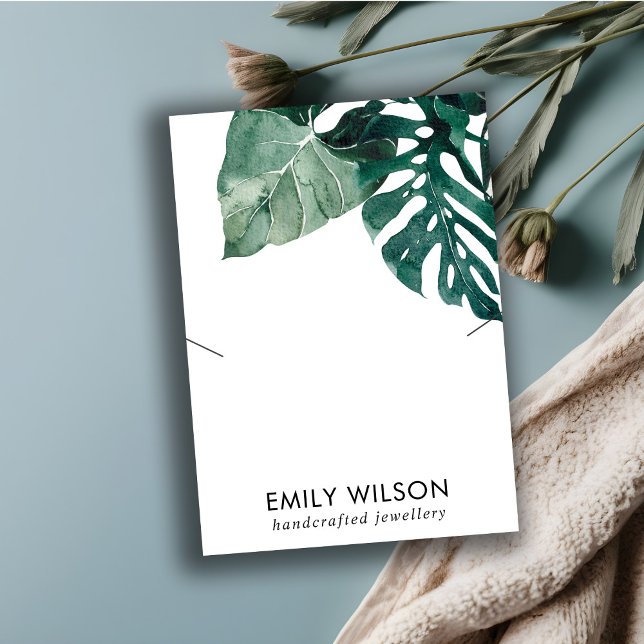 TROPICAL GRÖNT MOSTERA FAUNA NECKLACE VISNING VISITKORT (Skapare uppladdad)