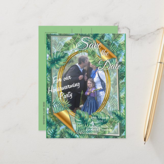 Tropical Grönt Plant Löv Meddelande Vykort (Fram/Back In Situ)