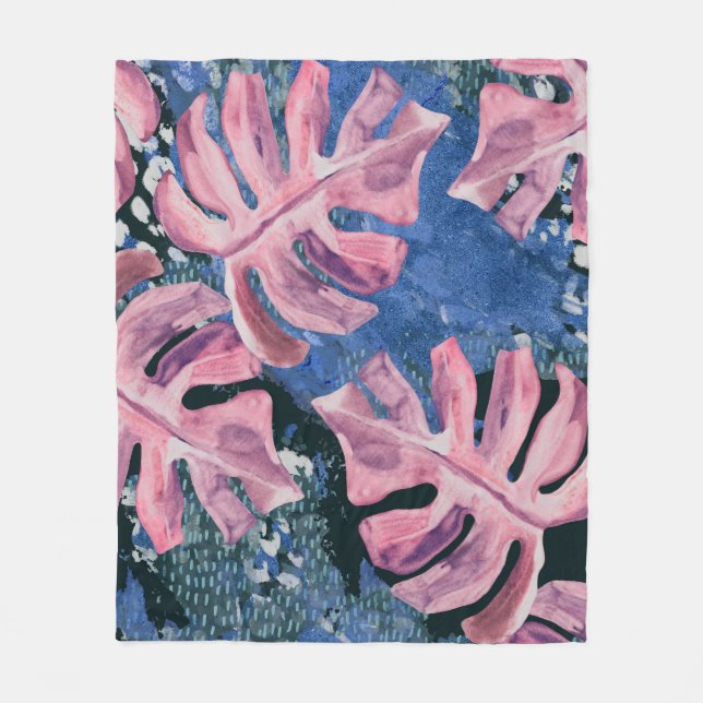 Tropical Grunge Mönster Fleecefilt (Framsidan)