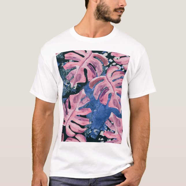 Tropical Grunge Mönster T Shirt (Framsida)