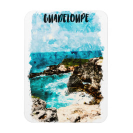 Tropical Guadeloupe (Karibiska ön) Vattenfärg Magnet
