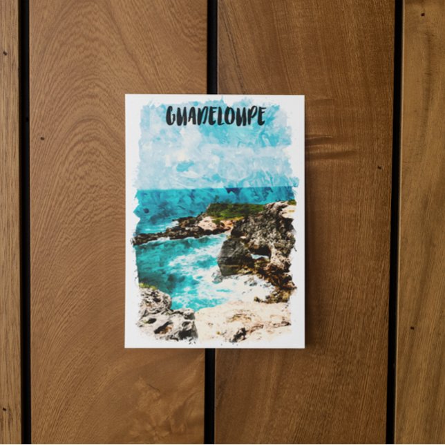 Tropical Guadeloupe (Karibiska ön) Vattenfärg Vykort (Tropical Guadeloupe Caribbean Island Watercolor Postcard)