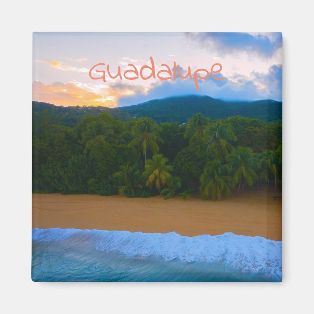 Tropical Guadeloupe Ocean Island Handflatan Beach  Magnet (Framsidan)