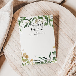 Tropical Guld Bröllop Ord of Wisdom Advice Card Rådkort