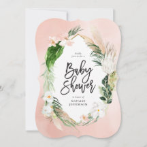 Tropical guld geometric blommigt foliage rosa girl