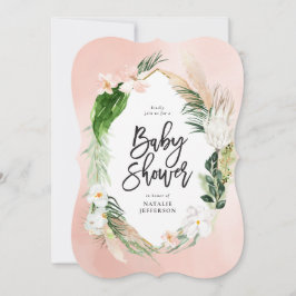 Tropical guld geometric blommigt foliage rosa girl spara datumet