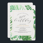 Tropical Guld Grönt 60:e överraskande Födelsedagsf Inbjudningar<br><div class="desc">Ett modernt intag av en inbjudan till tropisk fest att fira en älskad 60-årsdag. Utformningen har ett faux guld ram med tropiska grönområden, inklusive löv av bananer. Anpassa med hjälp av den angivna fälten för mallen. Om du behöver hjälp eller ytterligare matchande delar kontaktar du mig (Maria) med hjälp av...</div>