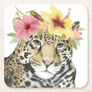 Tropical Halo Sweet Cheetah Underlägg Papper Kvadrat
