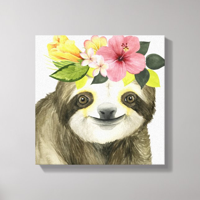 Tropical Halo | Sweet Sloth Canvastryck (Framsida)